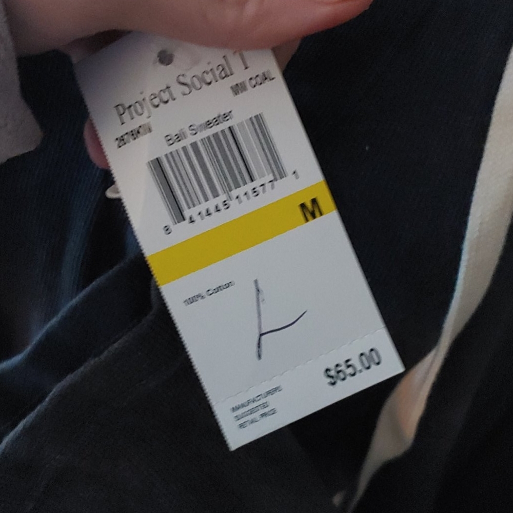 NWT Project Social T Charcoal Bali Lace Up Sweater - Picture 4 of 12